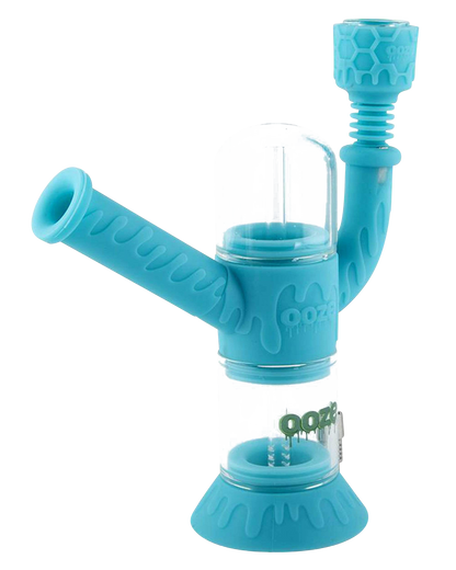 Front view of the Ooze “Cranium” Silicone 4-in-1 Glass Water Pipe, showcasing its colorful, sculpted design against a plain white background.