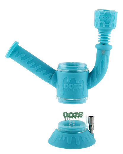 Front view of the Ooze "Cranium" Silicone 4-in-1 Glass Water Pipe, showcasing its colorful, sculpted design.