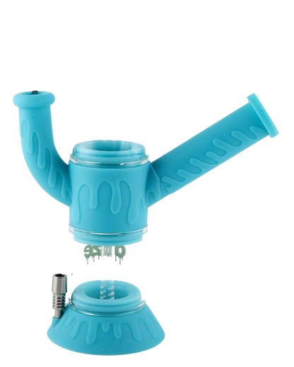 Front view of the Ooze "Cranium" Silicone 4-in-1 Glass Water Pipe, showcasing its colorful, textured silicone wrap and glass bowl.