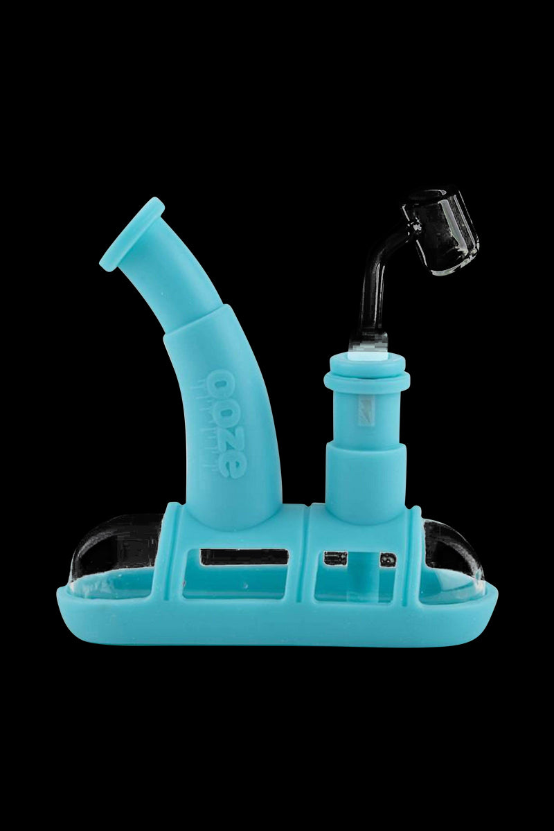 Front view of the Ooze Steamboat Silicone Bubbler Boat Bong, showcasing its smooth, white silicone construction and boat-like shape.
