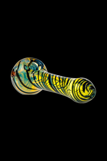 G-Spot Glass Spoon Pipe - Black and White Stripes with Hurricane Bowl