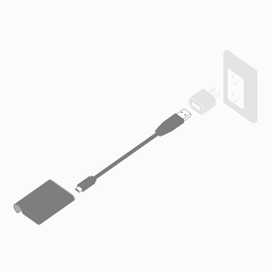 [FEATURE] Charging the Palm - Insert the included Micro USB to the bottom of the Palm Power Supply, then connect the USB to a power adapter or active USB port (not included). For the best performance, charge the Power Supply often after use.