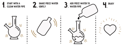 A front view of the Piece Water - Bong Water Replacement, a clear glass bong with a simple, curved neck design.