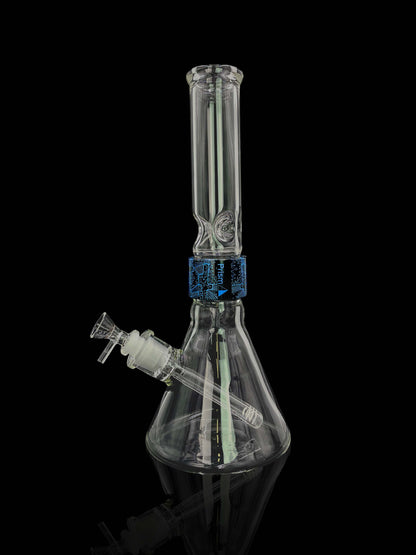 A front view of the Prism Water Pipes Starter Kit, showcasing the clear glass water pipe against a plain black background.