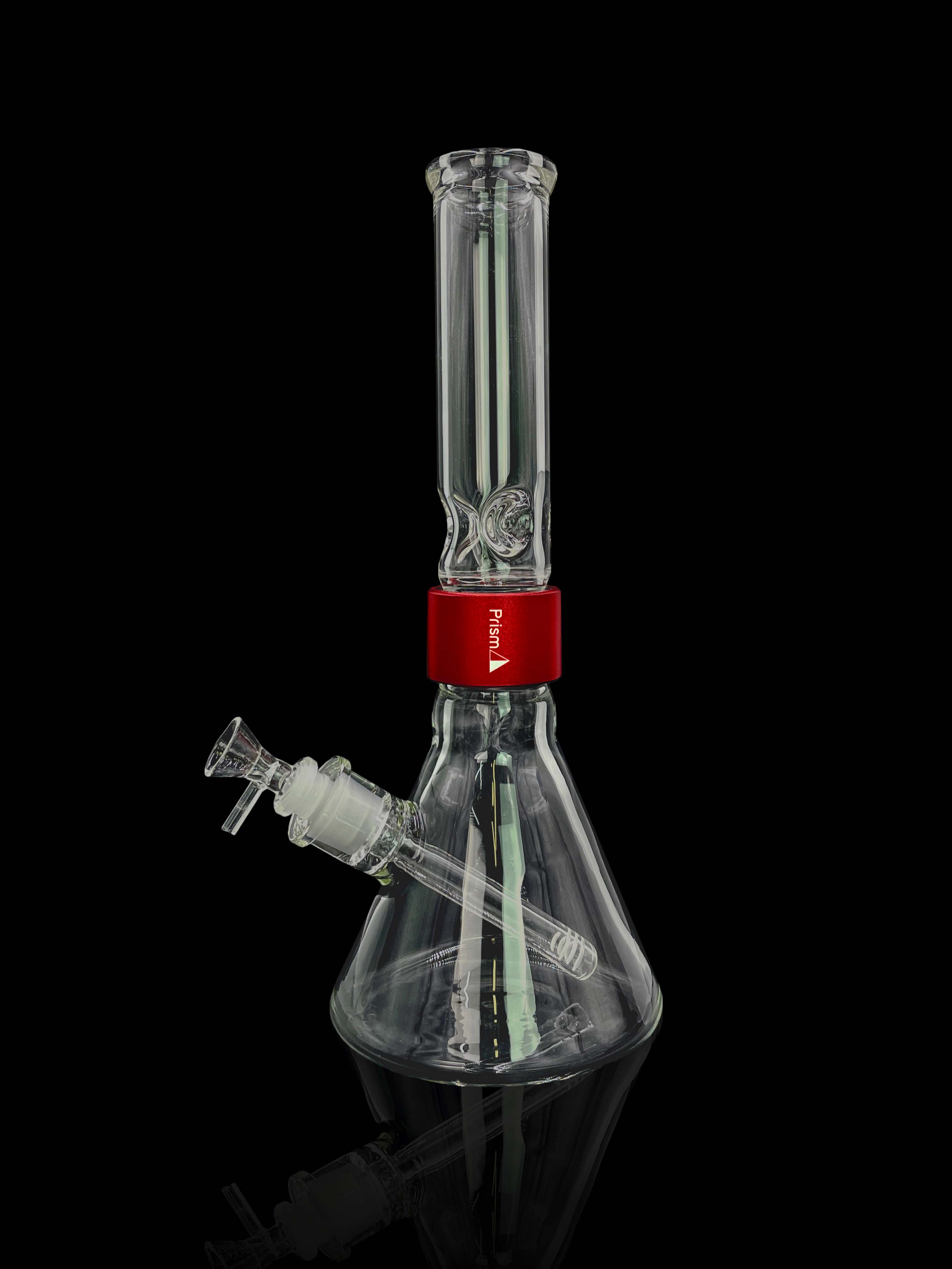 Front view of the Prism Water Pipes Starter Kit, a clear glass water pipe with a sleek, minimalist design.