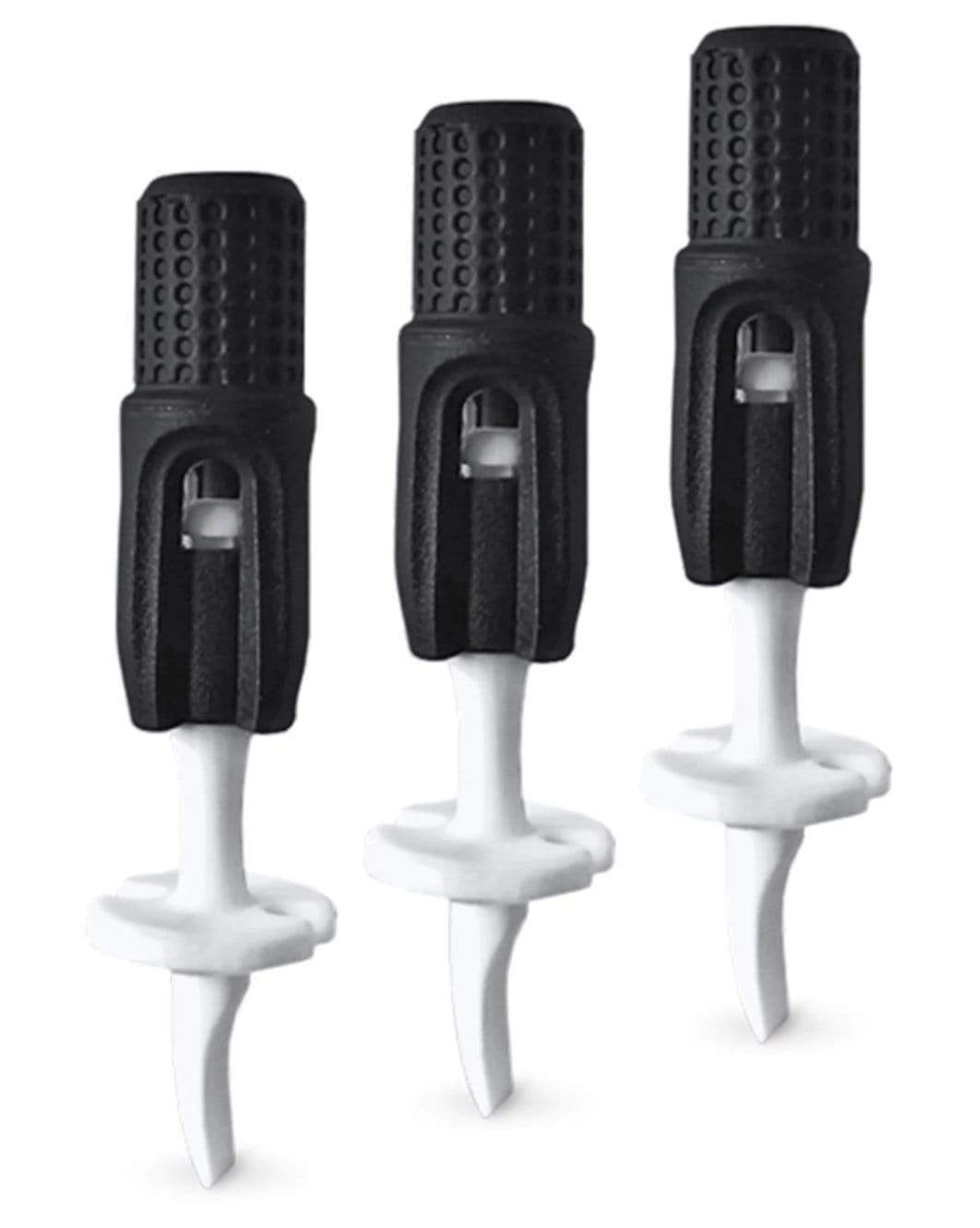 Three black and white cannabis smoking pipe stands.