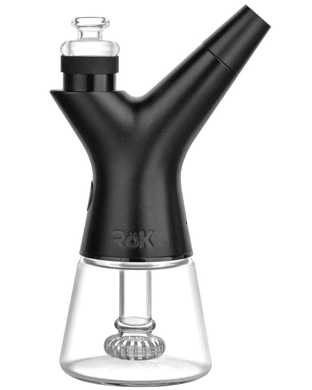 Black ROK electronic dab rig with a glass base and mouthpiece.