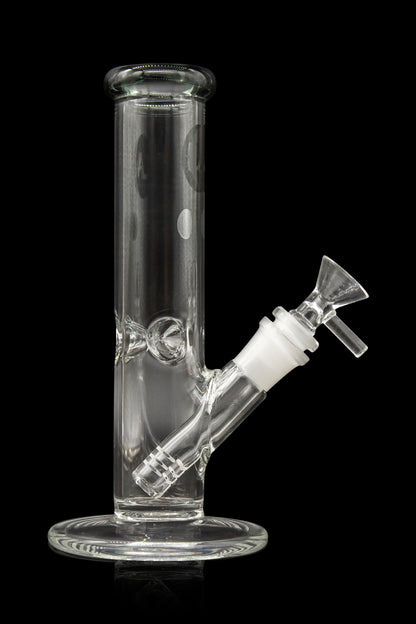 Clear glass bong with ice catch and removable downstem.