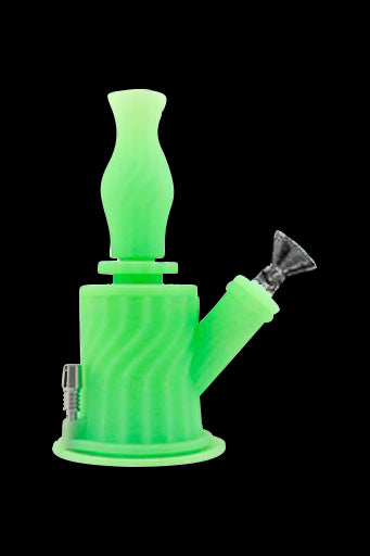 Green silicone bubbler with glass bowl.