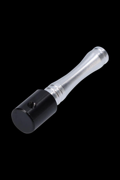 A close-up, angled view of the Metal Hand Pipe with Colored Finish, showcasing its sleek metal body and compact design.