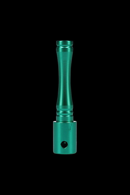 A close-up, angled view of the Metal Hand Pipe with Colored Finish, showcasing its sleek, metallic design and vibrant finish.