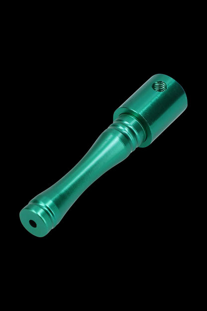 A close-up, angled view of the Metal Hand Pipe with Colored Finish, showcasing its sleek, metallic form and vibrant finish.