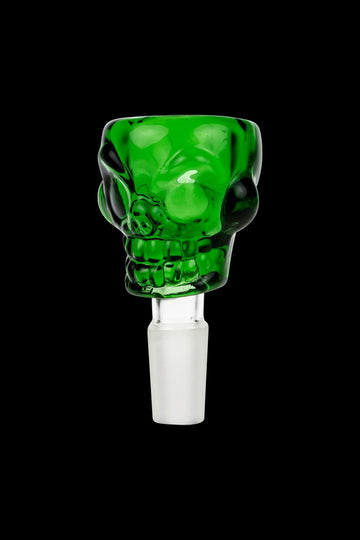 Green | 14.5mm - Colored Glass Skull Bowl - Large