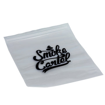 A close-up view of the Smell Proof Bags (Pack of 10 Baggies), showing a single sealed, translucent bag against a plain white background. - Smell Proof Bags (Pack of 10 Baggies)