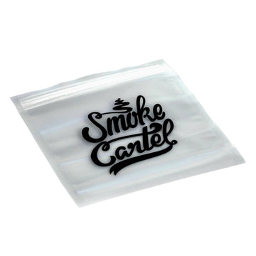 Smell Proof Bags (Pack of 10 Baggies) are displayed in a flat lay, showing one clear plastic bag against a white background. - Smell Proof Bags (Pack of 10 Baggies)