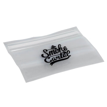 A close-up of the Smell Proof Bags (Pack of 10 Baggies) showing a sealed, clear plastic bag against a white background. - Smell Proof Bags (Pack of 10 Baggies)