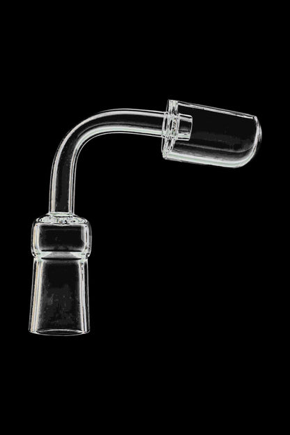 Close-up of the Quartz Capsule Banger Nail, displaying its clear glass construction in a slightly angled view.