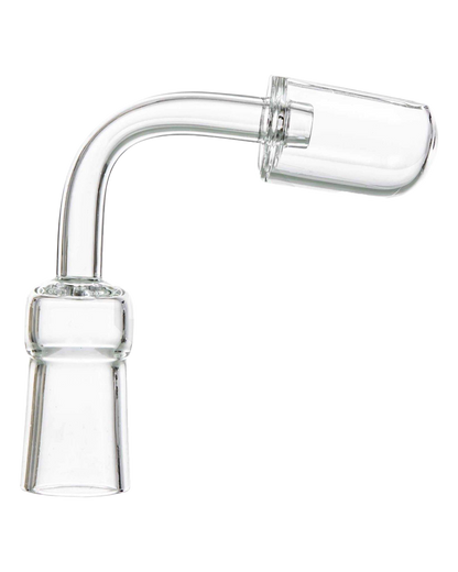 A close-up of the Quartz Capsule Banger Nail, showing its clear glass construction and cylindrical shape against a white background.