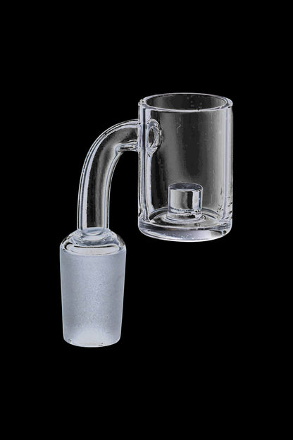 A close-up shows the Quartz Core Reactor Banger Nail, a clear glass insert with a small, circular core visible within.
