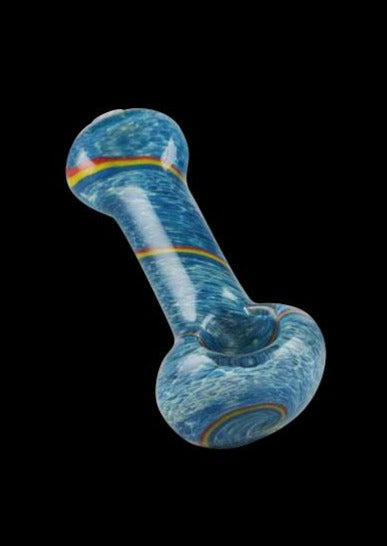 A side view of the Simple Colorful Spoon Pipe - Balloon Strings, featuring a colorful glass bowl design.
