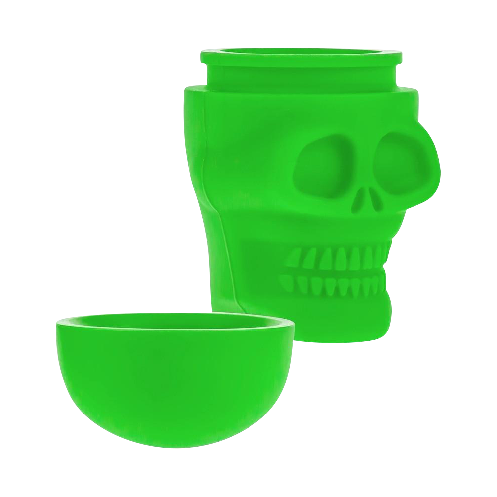 Top-down view of the Silicone Non-Stick “Skull” Stash Container, showing its empty, open interior and smooth, sculpted design.