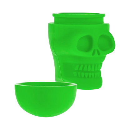 Top-down view of the Silicone Non-Stick “Skull” Stash Container, showing its empty, open interior and smooth, sculpted design.