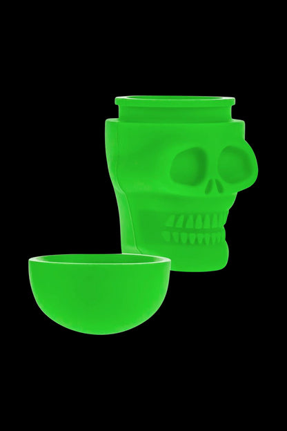 A top-down view of the Silicone Non-Stick "Skull" Stash Container, showcasing its open, skull-shaped design against a plain white background.