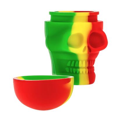 A top-down view of the open Silicone Non-Stick "Skull" Stash Container, showing its hollow, skull-shaped interior.