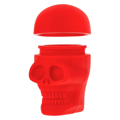 A top-down view of the Silicone Non-Stick "Skull" Stash Container, showcasing its open lid and dark interior against a plain white background.