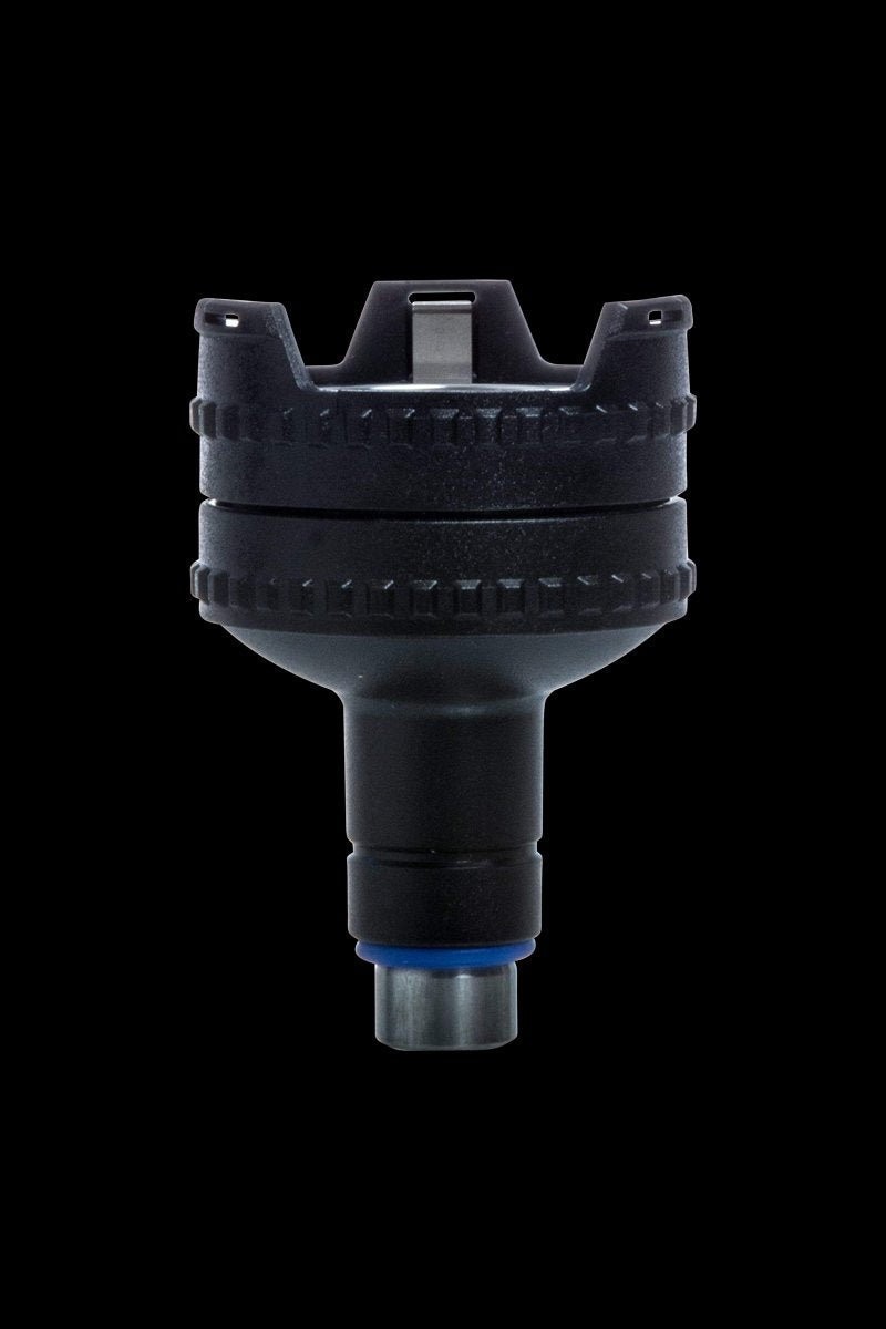Front view of the Storz & Bickel Volcano Easy Valve Starter Kit, showcasing its dark gray, cylindrical design and valve connection.