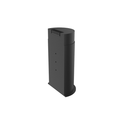 A slightly angled studio shot of the Dr. Dabber SWITCH Replacement Battery Pack, showcasing its sleek, cylindrical black design.