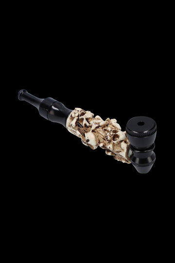 Colored Metal Hand Pipe with Skulls on Stem