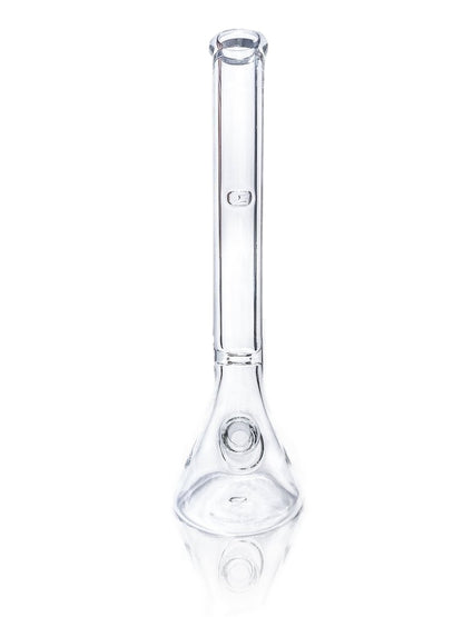 A front view of the Tank Glass "MAX" Beaker Bong, displaying the clear glass construction and classic beaker shape.