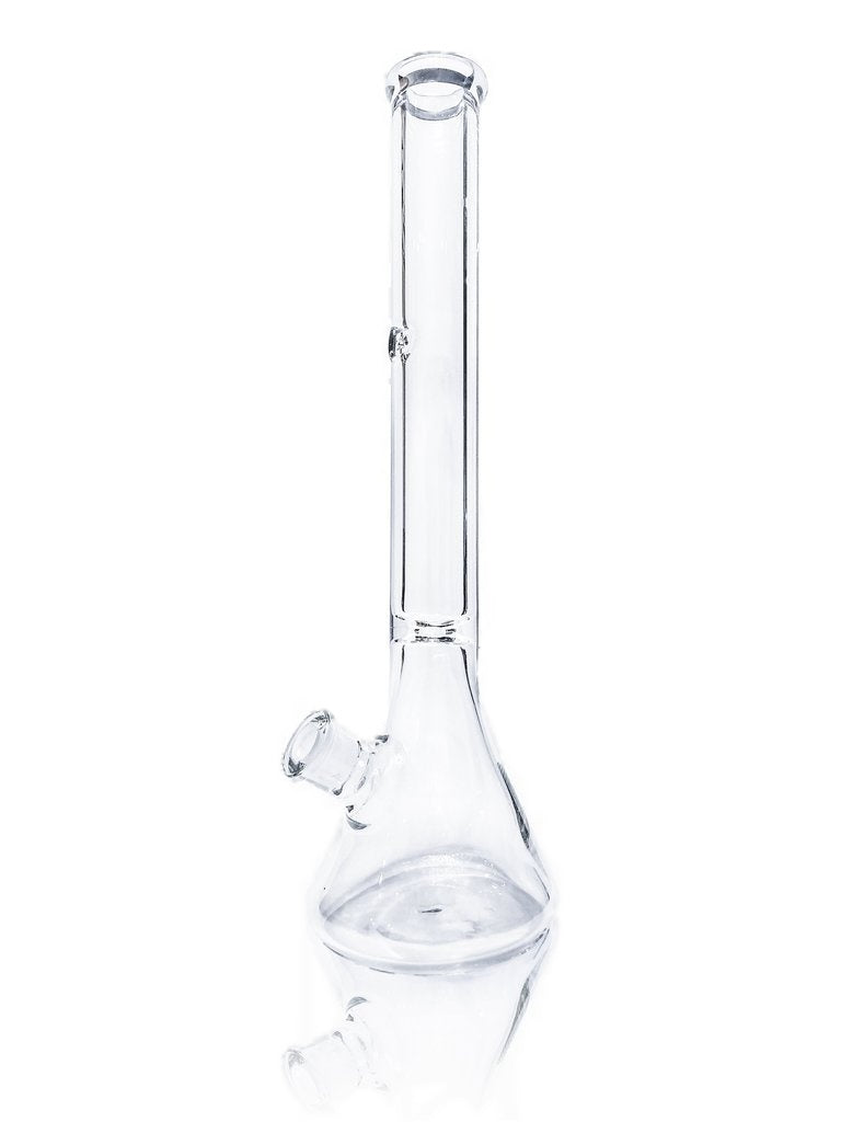 Front view of the Tank Glass "MAX" Beaker Bong, showcasing its clear glass construction and simple beaker shape.