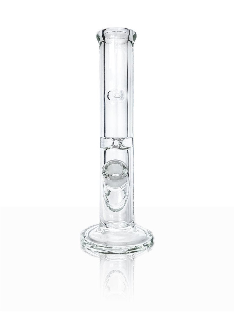 Front view of the Tank Glass Straight Tube Bong, a clear glass tube with a simple cylindrical shape and visible joint.