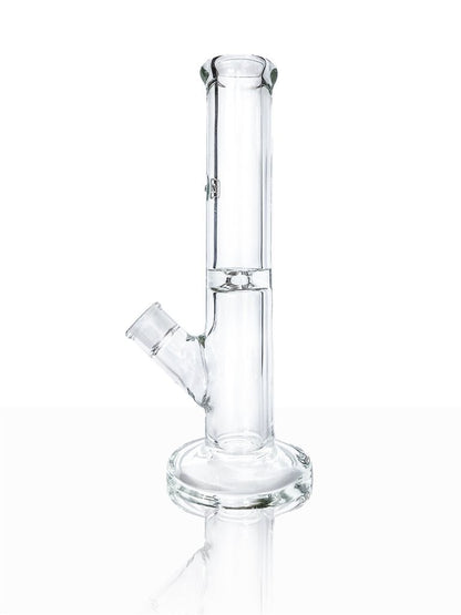 Front view of the Tank Glass Straight Tube Bong, showcasing its clear glass construction and simple cylindrical shape.