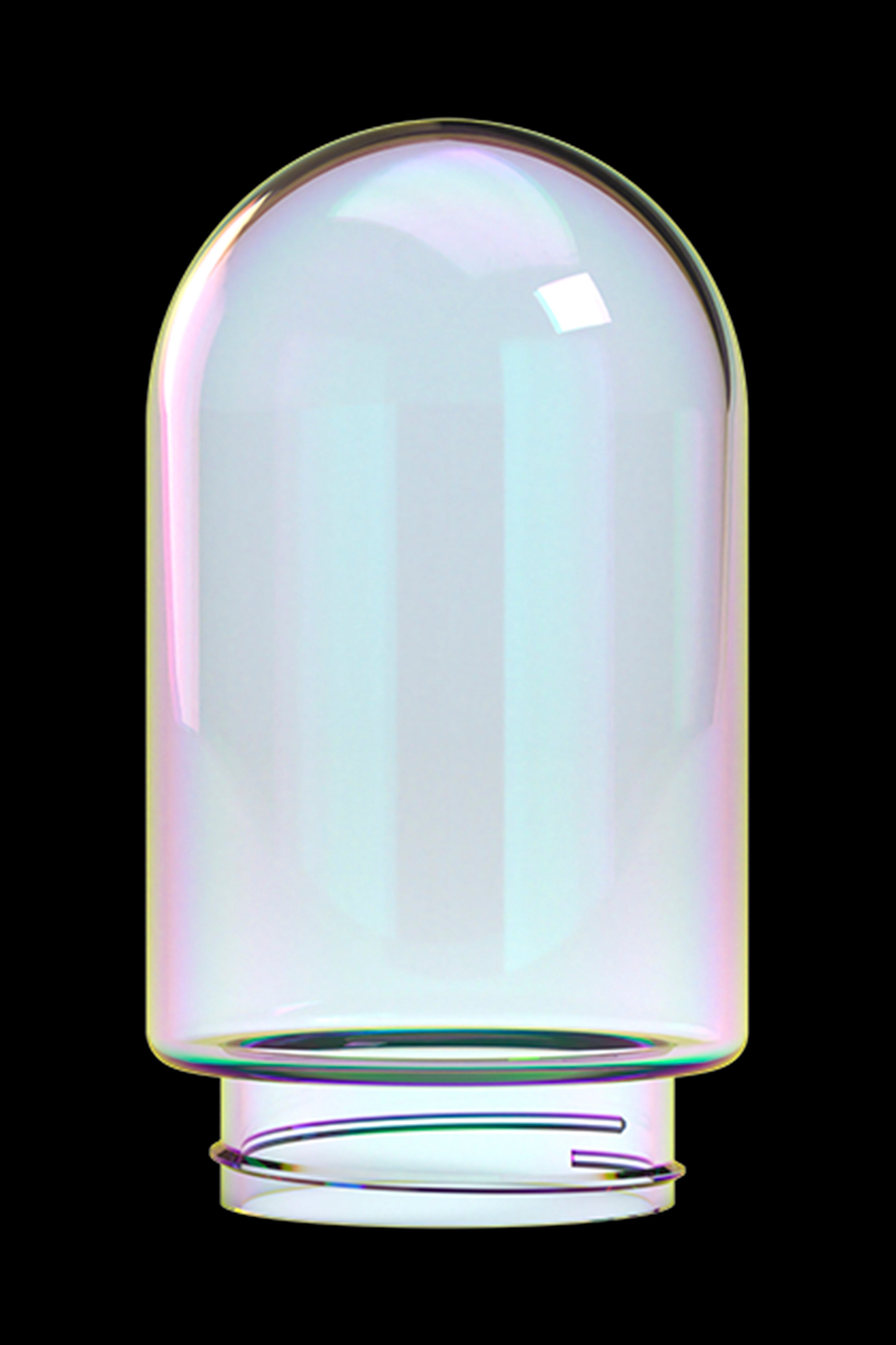 Iridescent glass concentrate container.