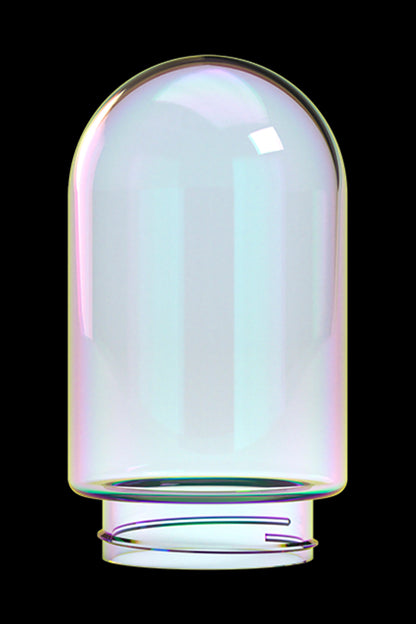 Iridescent glass concentrate container.