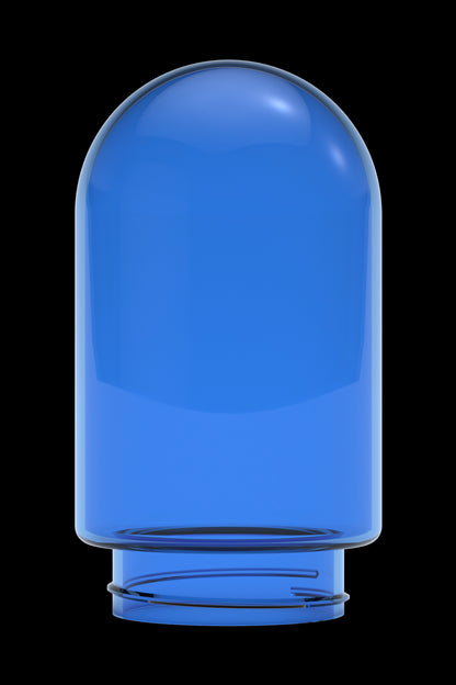 Blue glass container, likely for cannabis concentrates or oils.