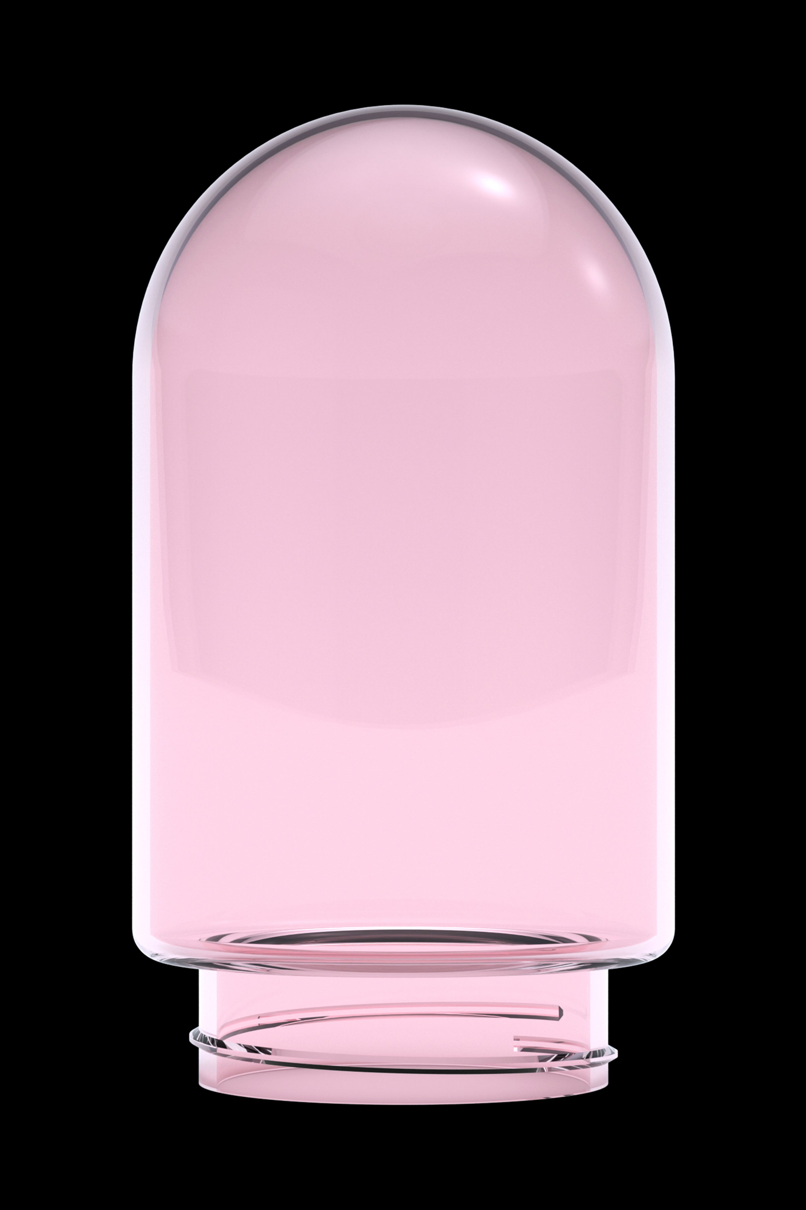 Pink glass concentrate container.