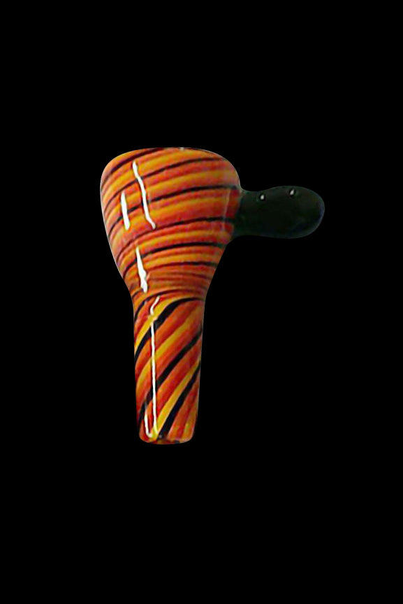 Orange and black swirled glass smoking pipe.